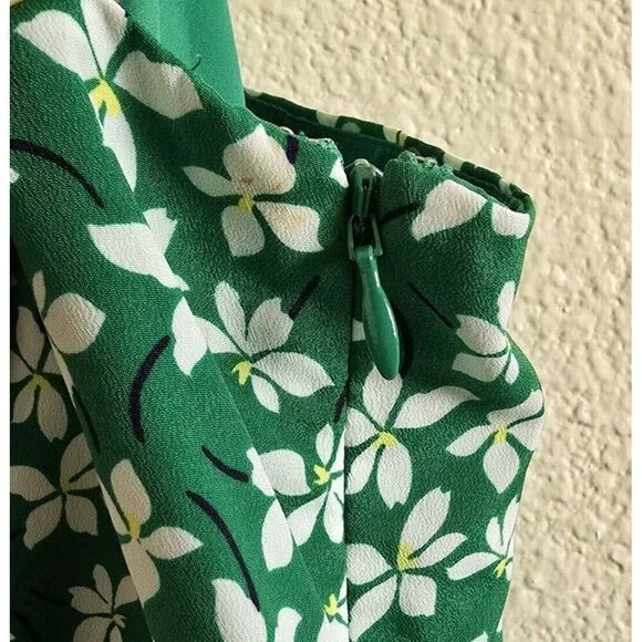 ELIZA J Green White Floral Print Plus Size 18 High/Low Faux Wrap Midi Dress - Picture 5 of 11